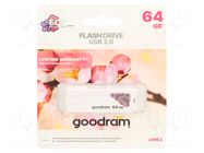 Pendrive; USB 2.0; 64GB; R: 20MB/s; W: 5MB/s; SPRING; white; USB A GOODRAM