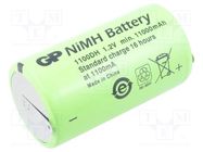 Re-battery: Ni-MH; D; 1.2V; 11000mAh; soldering lugs; Ø33x60mm GP