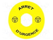 Label; Harmony XB4; Ø22mm; yellow; Dim: Ø90mm SCHNEIDER ELECTRIC