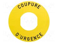 Label; Harmony XB4; Ø22mm; yellow; Dim: Ø60mm SCHNEIDER ELECTRIC