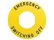 Label; Harmony XB4; Ø22mm; yellow; Dim: Ø60mm SCHNEIDER ELECTRIC
