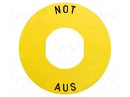 Label; Harmony XB4; Ø22mm; yellow; Dim: Ø60mm SCHNEIDER ELECTRIC