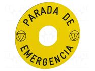 Label; Harmony XB4; Ø22mm; yellow; Dim: Ø90mm SCHNEIDER ELECTRIC