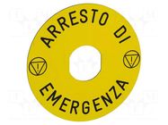 Label; Harmony XB4; Ø22mm; yellow; Dim: Ø90mm SCHNEIDER ELECTRIC