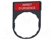 Description label; 22mm; Harmony XB4; black,red; plastic SCHNEIDER ELECTRIC