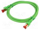 Patch cord; S/FTP; 6; stranded; Cu; LSZH; green; 1m; 27AWG HELUKABEL