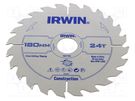 Circular saw; Ø: 180mm; Øhole: 30mm; Teeth: 24; wood IRWIN