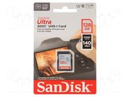Memory card; Ultra; SDXC; R: 140MB/s; Class 10 UHS U1; 128GB SANDISK