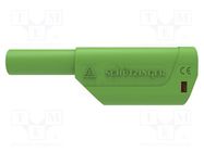 Plug; 4mm banana; 32A; 1kV; green; insulated; Max.wire diam: 4mm SCHÜTZINGER