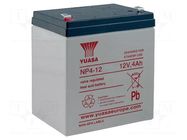 Re-battery: acid-lead; 12V; 4Ah; AGM; maintenance-free YUASA