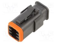 Connector: wire-wire; plug; female; AT; for cable; PIN: 6; black AMPHENOL