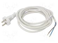 Cable; 2x1mm2; CEE 7/17 (C) plug,wires; PVC; 3m; white; 16A; 250V JONEX