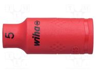 Socket; 6-angles,insulated,socket spanner; HEX 5mm; 1/4"; 42mm WIHA