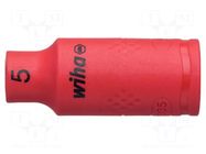 Socket; 6-angles,insulated,socket spanner; HEX 5mm; 1/4" WIHA
