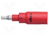 Socket; hex key,insulated,socket spanner; HEX 6mm; 3/8" WIHA