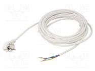Cable; 3x0.75mm2; CEE 7/7 (E/F) plug angled,wires; PVC; 10m; 16A JONEX