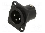 Connector: XLR; socket; male; AC; 15A; 133V; PIN: 3; IP40; straight AMPHENOL