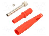 Connector: 4mm banana; socket; 32A; 1kV; red; on cable,screw STÄUBLI