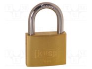 Padlock; shackle; Application: cabinets,bags,cases; brass; A: 25mm KASP
