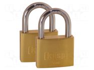 Padlock; shackle; Quan: 2pcs; brass; Protection: medium (level 6) KASP