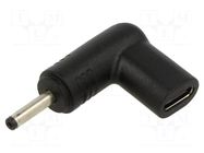 Adapter; USB C socket,DC 3,0/1,0 plug; black; angular; 100W; 5A AKYGA