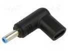 Adapter; USB C socket,DC 4,5/3,0 plug; black; 100W; 5A AKYGA