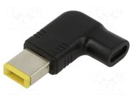 Adapter; USB C plug,Slim Tip; black; angular; 100W; 5A AKYGA