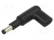 Adapter; USB C socket,DC 4,8/1,7 plug; black; angular; 100W; 5A AKYGA