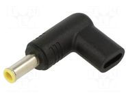 Adapter; USB C socket,DC 5,5/3,0 plug; black; angular; 100W; 5A AKYGA