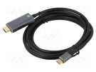 Adapter; HDMI 2.0; HDMI plug,USB C plug; 1.8m; black; Core: Cu ART