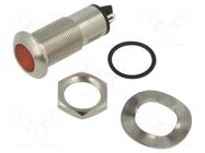 Indicator: LED; flat; red; 24÷28VDC; Ø13mm; IP67; connectors MARL