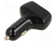 USB power supply; USB A socket x2; Sup.volt: 12÷24VDC; black GEMBIRD