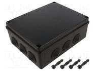 Enclosure: junction box; X: 190mm; Y: 240mm; Z: 90mm; IP65; black PAWBOL