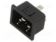 Male; snap-in; plug; 250V; 20A; Type: C20 (I) SCHURTER