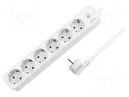 Plug socket strip: supply; Sockets: 6; 250VAC; 16A; white; 1.5m LOGILINK