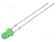 LED; green; 3mm; 30÷45mcd; 60°; Front: convex; 12VDC; No.of term: 2 OPTOSUPPLY