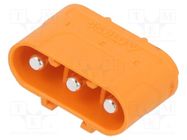 Socket; DC supply; LC; male; PIN: 3; on PCBs; THT; orange; 20A; 1kV AMASS
