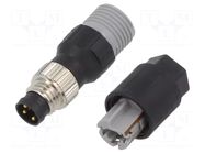 Connector: M8; plug; male; 768; 4A; 60V; PIN: 3; IP67; straight; IDC BINDER