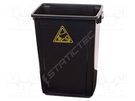 Waste bin; ESD; 460x310x600mm; 60l; polypropylene; black STATICTEC