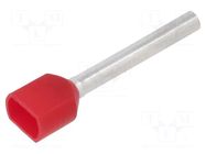 Tip: bootlace ferrule; insulated,double; copper; 1mm2; 18mm; red BM GROUP