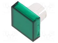 Actuator lens; 22mm; 61; transparent,green; plastic; 15.3x15.3mm EAO