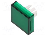 Actuator lens; 22mm; 61; transparent,green; plastic; Dim: 18x18mm EAO