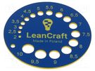 Size gauge; drill bits,screws; blue LeanCraft