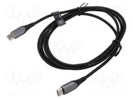 Cable; USB 2.0; USB C plug,both sides; 1.5m; black; 480Mbps; 60W VENTION
