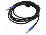 Cable; Jack 3,5mm 4pin plug,both sides; 1.5m; black; textile VENTION