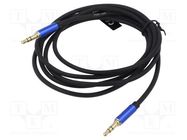 Cable; Jack 3.5mm 3pin plug,both sides; 3m; Plating: gold-plated VENTION