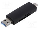 Card reader: memory; USB A plug,USB C plug; OTG,USB 3.0; black VENTION