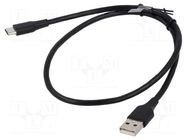 Cable; USB 2.0; USB A plug,USB C plug; nickel plated; 2m; black VENTION