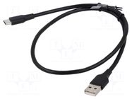 Cable; USB 2.0; USB A plug,USB C plug; nickel plated; 2m; black VENTION