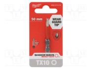 Screwdriver bit; Torx®; TX10; Overall len: 50mm; Kind: impact Milwaukee